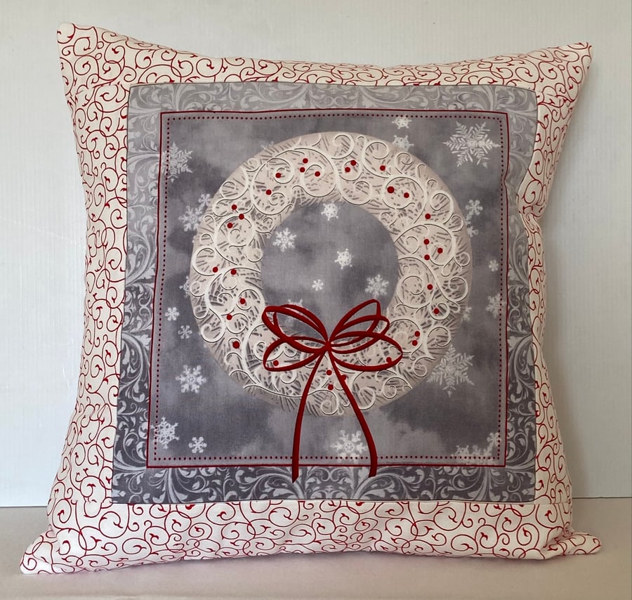 Christmas Wreath Cushion Cover Folksy