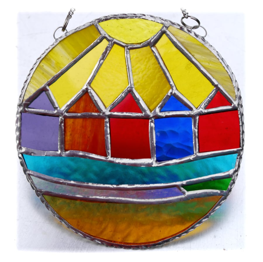 Beach Hut Ring Stained Glass Handmade Sunshine 002
