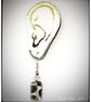  Glass bead earrings with metallic spot pattern on Silver plated hooks. - Image 4