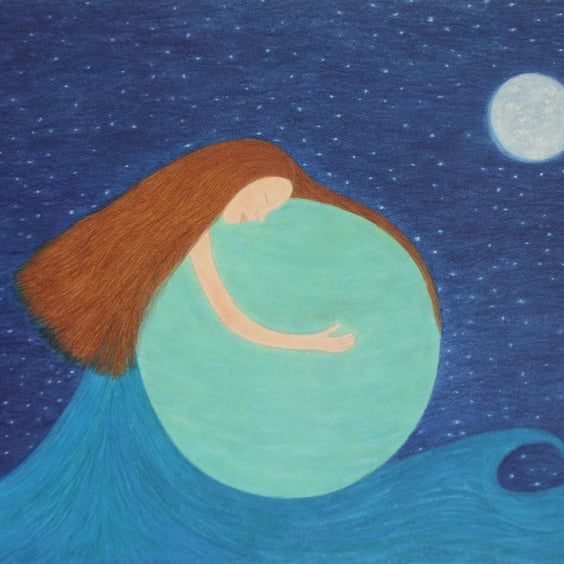 Spiritual Card, Mother Earth Card, Nature Card, Moon Stars Card, Earth Goddess