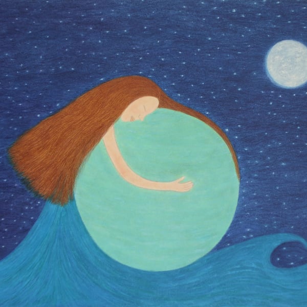 Spiritual Card, Mother Earth Card, Nature Card, Moon Stars Card, Earth Goddess