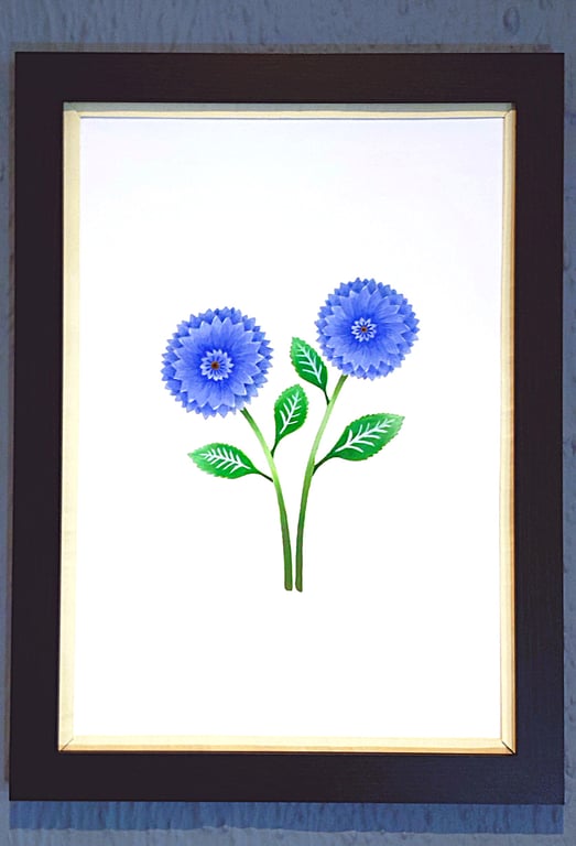 Unique Made in UK Framed A3 Print Dahlia Vanilla Border Wallart Gift Handmade