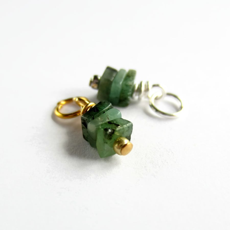 Genuine Emerald Charm - Green Gemstone Charm - May Birthstone