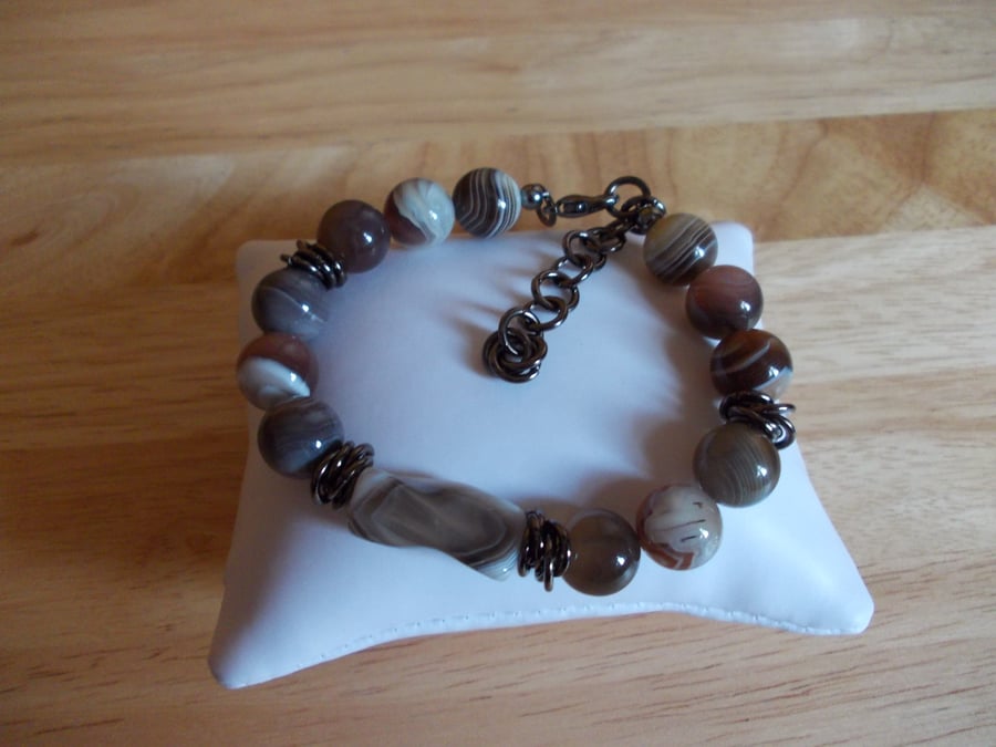 Botswana agate multi-shape bracelet