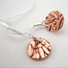 Copper & Silver Drop earrings - Round silver copper earrings. Tiny drops.
