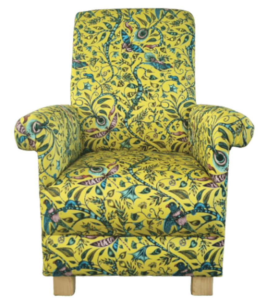 Emma Shipley Rousseau Lime Fabric Adult Chair Armchair Animals Yellow Accent 