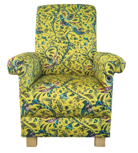 Emma Shipley Rousseau Lime Fabric Adult Chair Armchair Animals Yellow Accent 