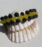Black Onyx & Yellow Agate Gemstone Woven Beaded Chakra Bracelet "Yeira" - Image 1