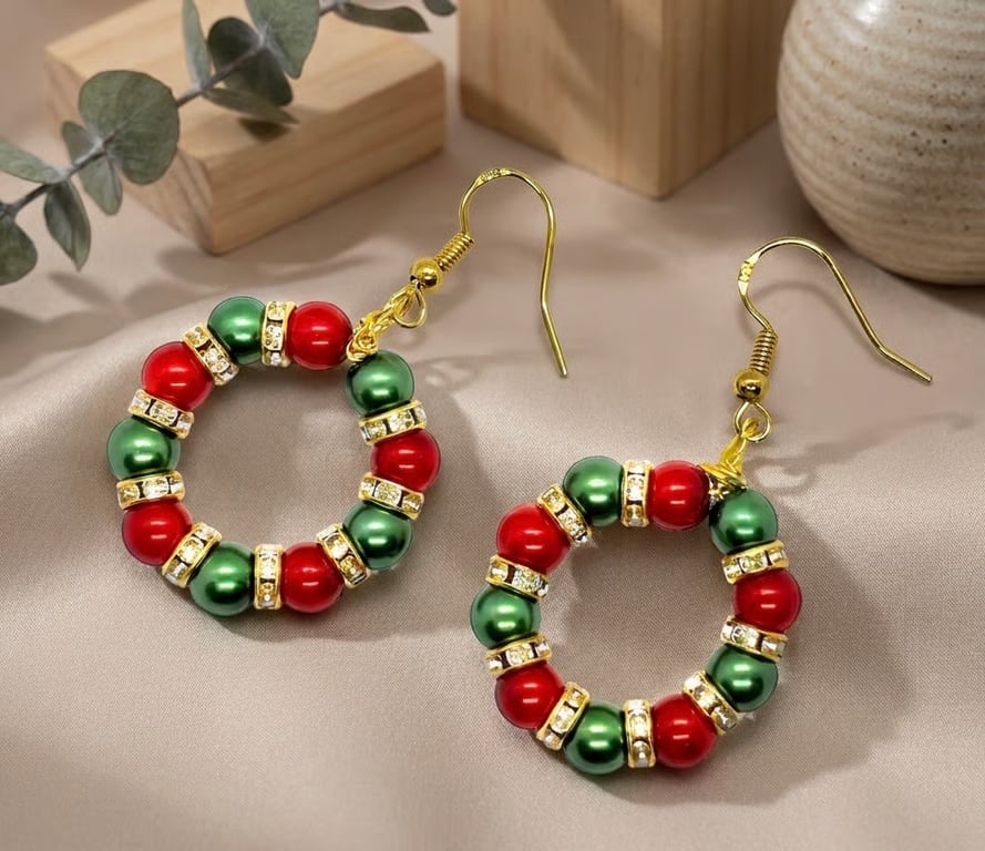 Christmas Wreath Hoop Earrrings