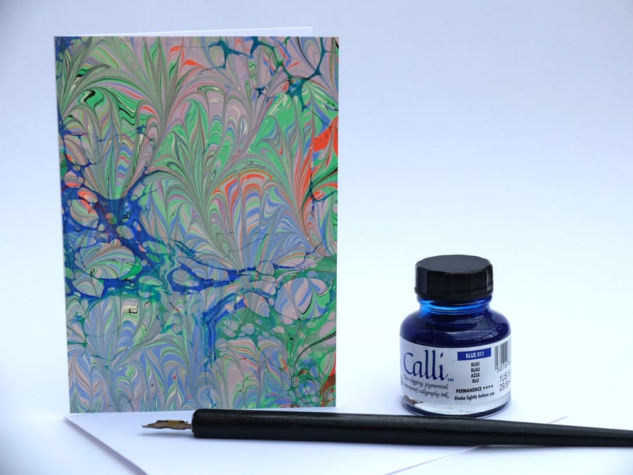 Unusual double marbled note card greeting card