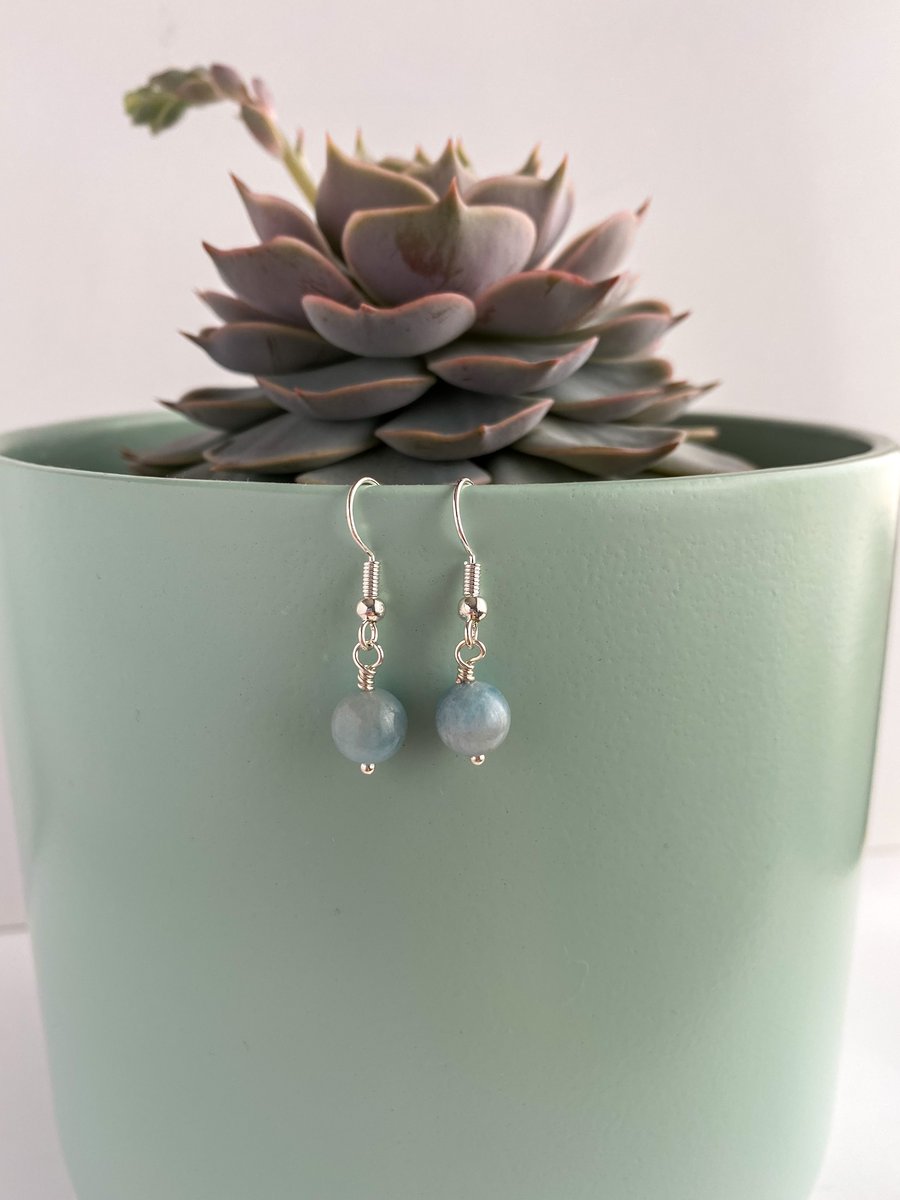 Dainty aquamarine earrings - made in Scotland. 