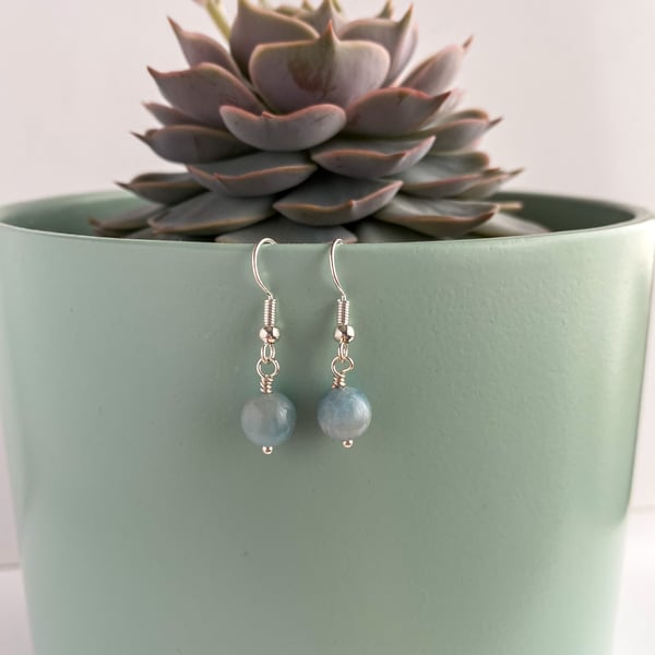 Dainty aquamarine earrings - made in Scotland. 