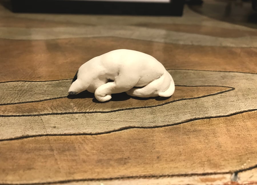 Porcelain Miniature Bull Terrier in a Tuck