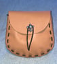 Peach Coloured Leather Medieval Style Pouch with Fleur de Lis Closure - Image 2