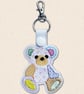 Patchwork Teddy Bear Keyring - Embroidered Bear Bag Charm - Image 2
