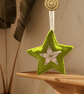 A star tree decoration, lime green and white with shiny metallic thread - Image 7