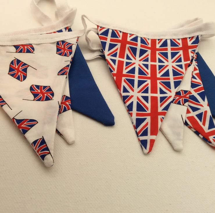 Union Jack Fabric Bunting, Red White & Blue... - Folksy