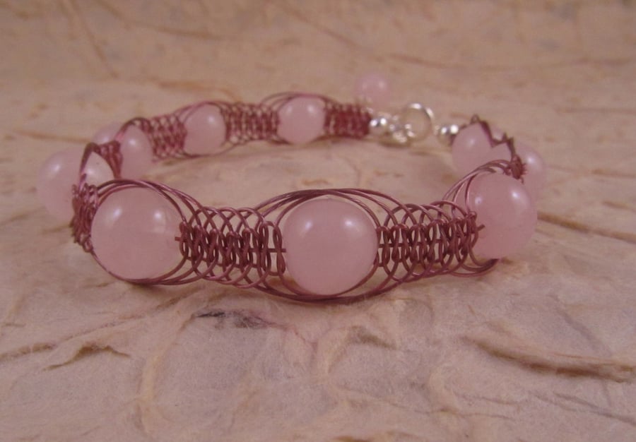 Pink Rose Quartz Macrame Bracelet