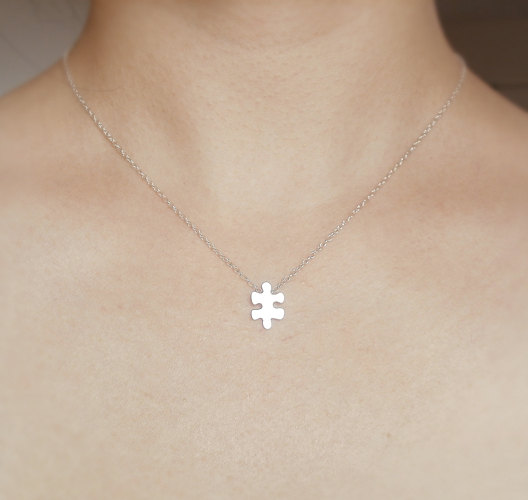 jigsaw puzzle necklace in sterling silver, vers... Folksy