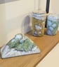 Mixed Media Coffee Cup sculpture textiles plus papercrete - Image 3