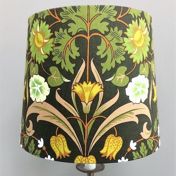 Bold 70s 60s Dark Green Floral ' Ruthin ' VIntage Fabric Lampshade option 