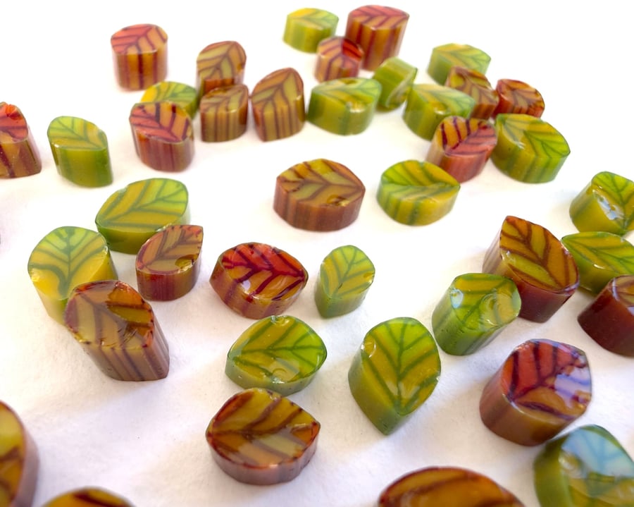 Autumn leaf murrini made with Bullseye 90coe glass