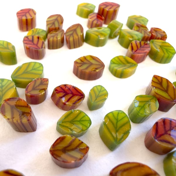 Autumn leaf murrini made with Bullseye 90coe glass