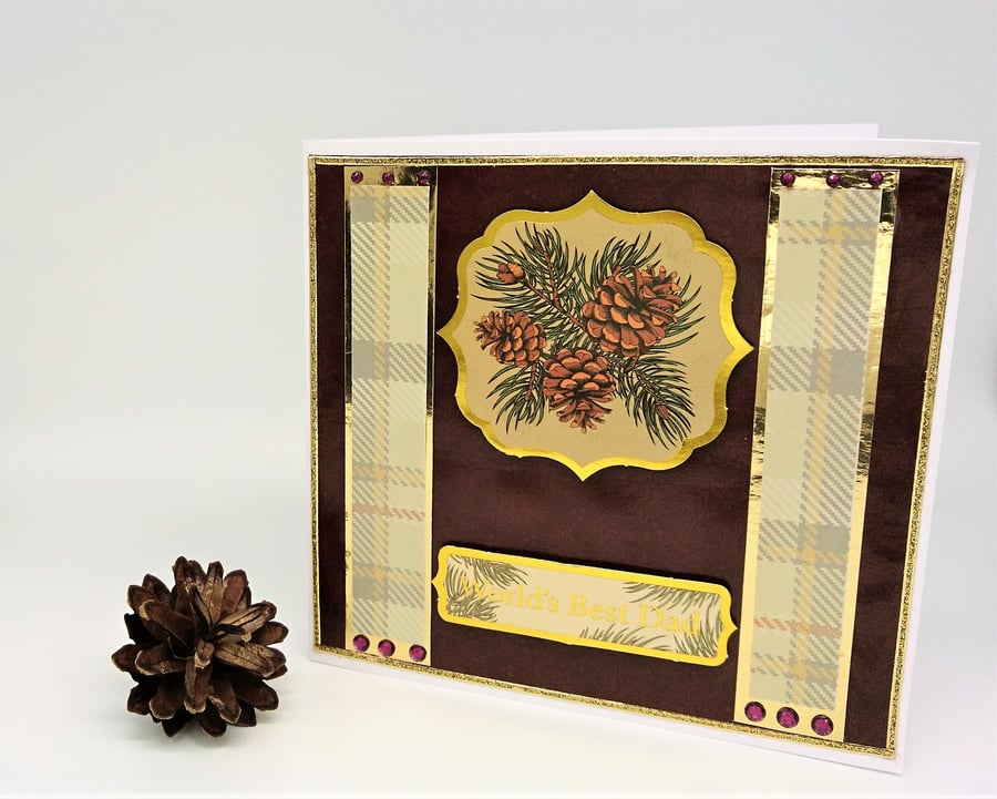 Birthday Card "World's Best Dad" Scottish Tartan, Special All Occasion Card  