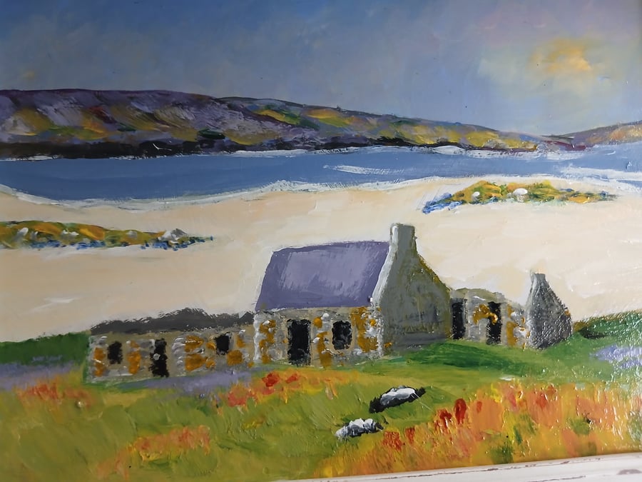 Derelict cottage Scotland by the sea 