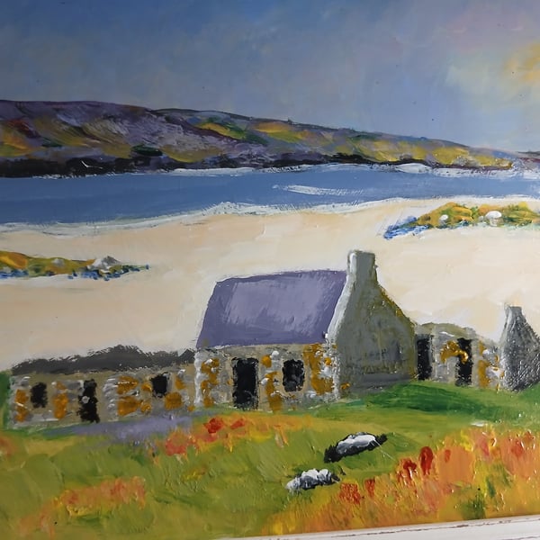 Derelict cottage Scotland by the sea 