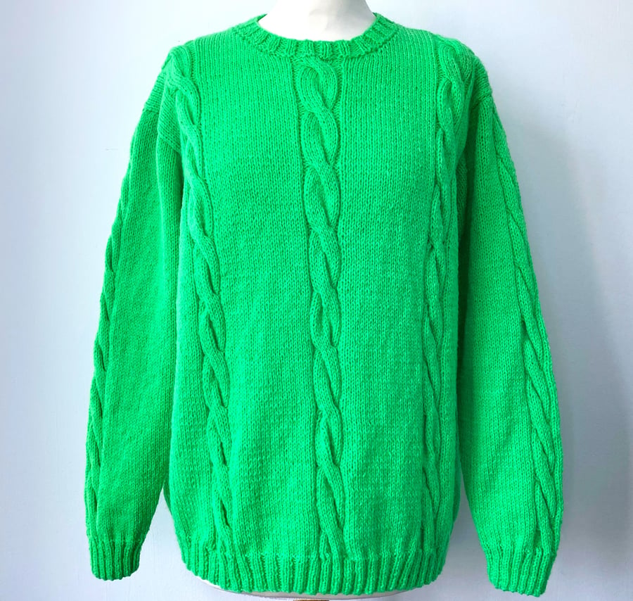 Lime green cable knit on sale sweater