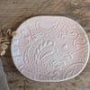 Handmade Pottery Pink Paisley Soap Dish, Trinket tray