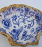 Decoupaged Blue flower scallop shell trinket dish. - Image 3