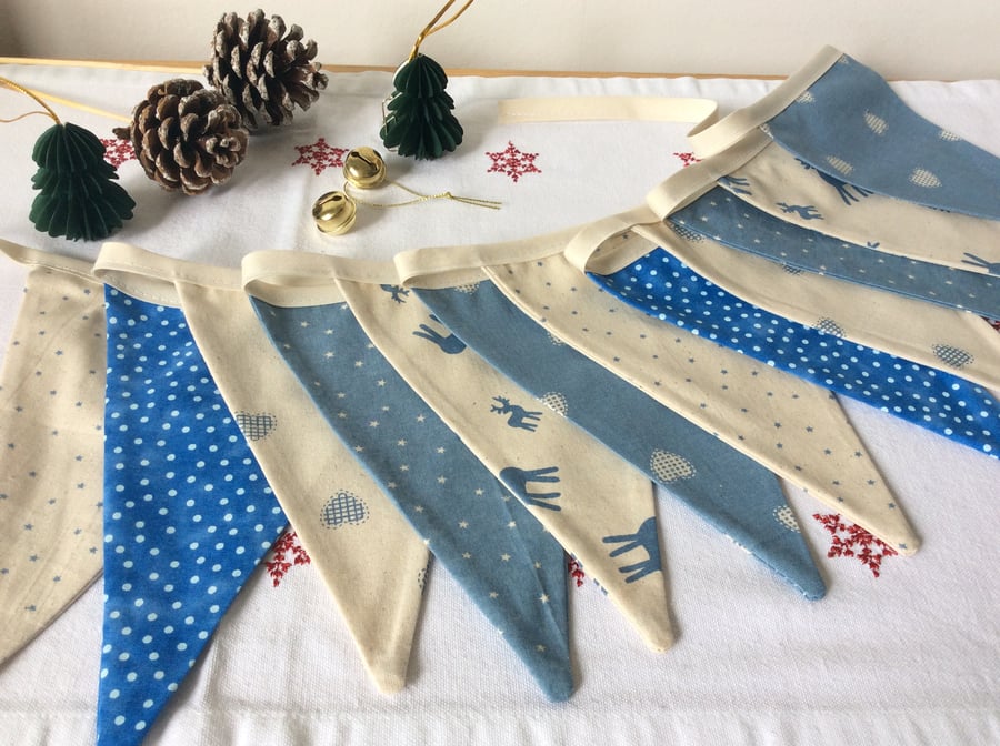 Scandi Christmas Bunting - 12 flags new for 2021 with reindeer
