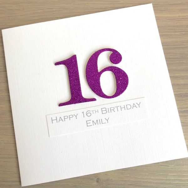 SALE Half Price handmade 16th birthday card - personalised