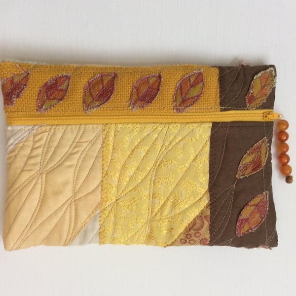 Small Clutch, boho chic, Handbag, Freestyle Patchwork Quilting, Autumn colours