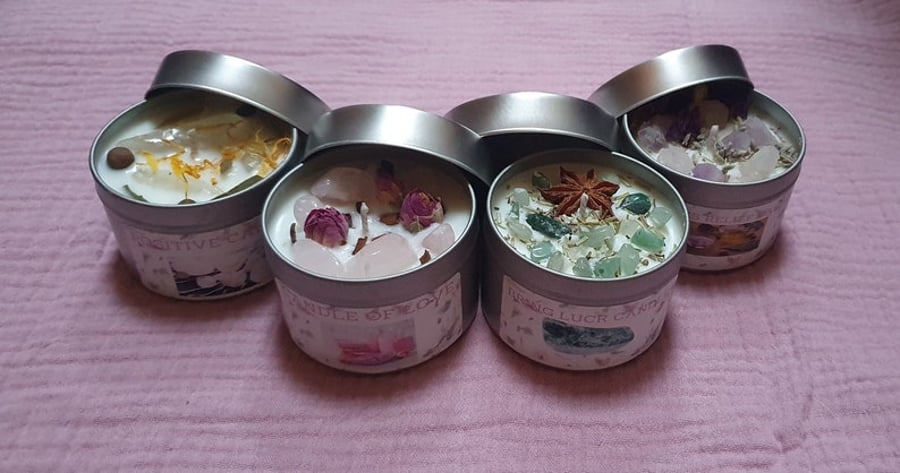 Healing Candle Candle With Crystals Gift Her Love Candle Spell Candle Gift