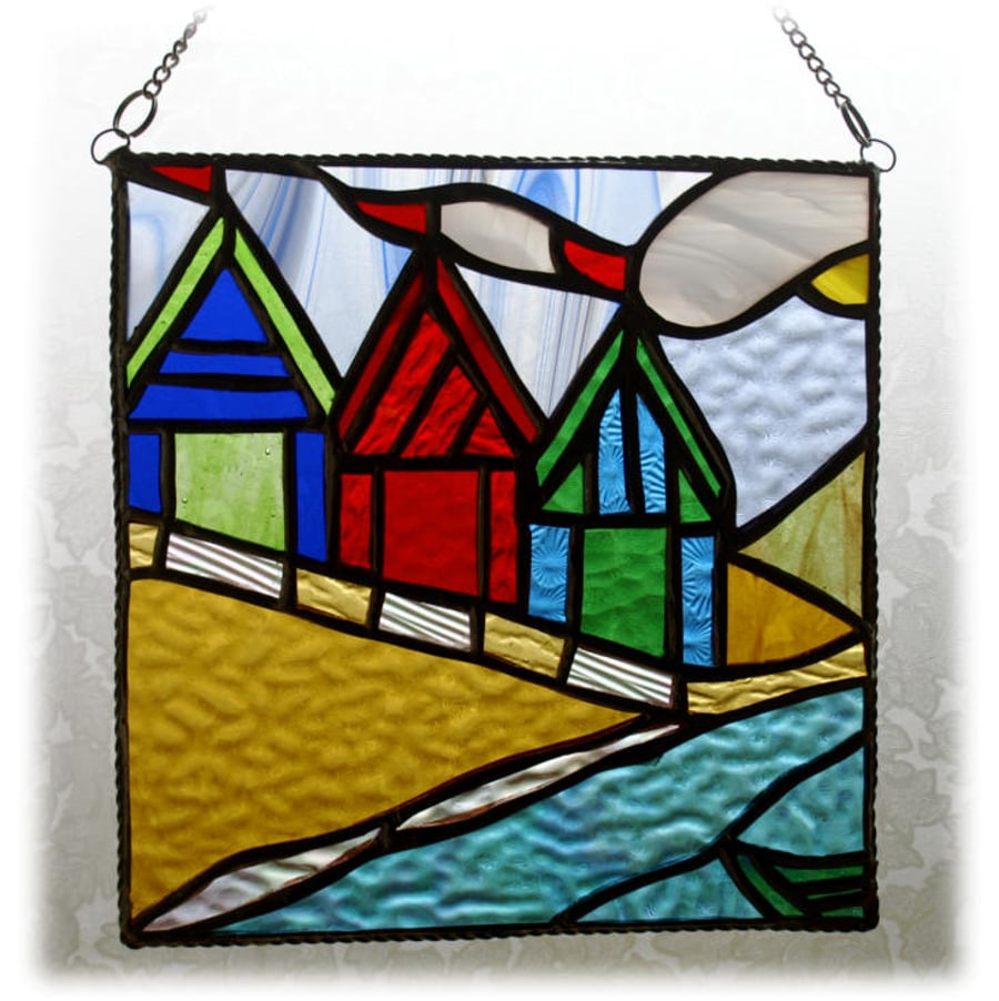 Beach Hut Picture Stained Glass By the Sea Suncatcher Handmade 