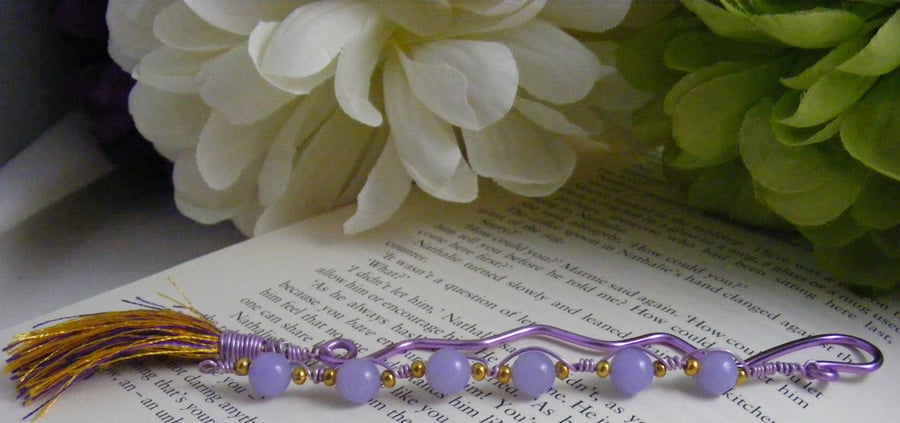 Lilac Jade Gemstone Bookmark
