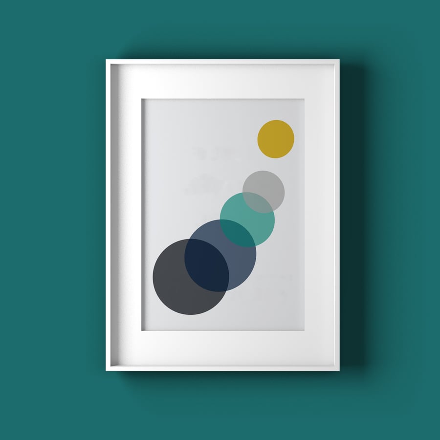 Limited edition abstract solar system geometric print, wall print for office