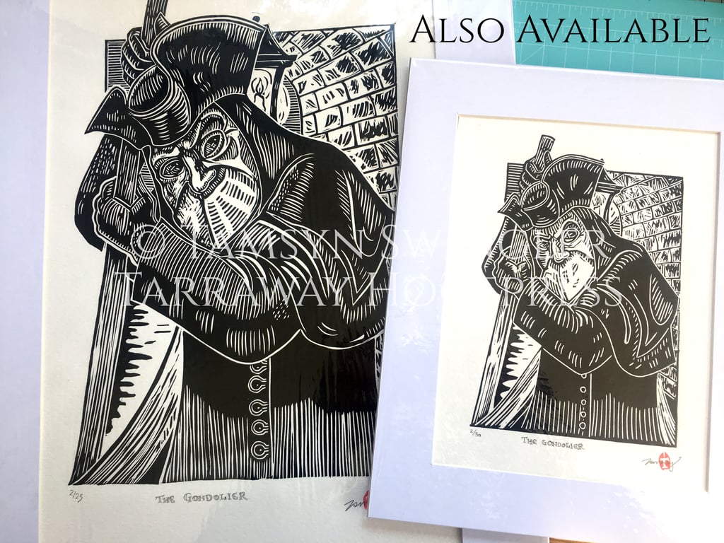 The Gondolier - 2 Sizes Available - Ltd. Ed. Lino Print