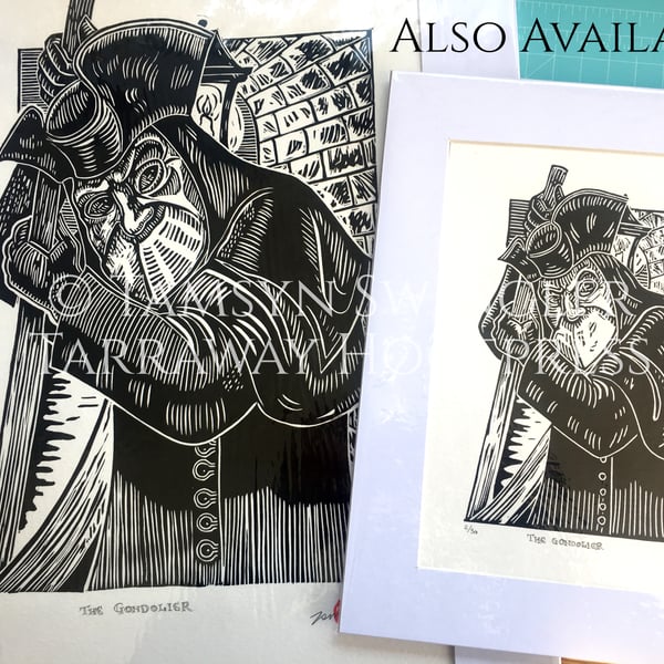 The Gondolier - 2 Sizes Available - Ltd. Ed. Lino Print