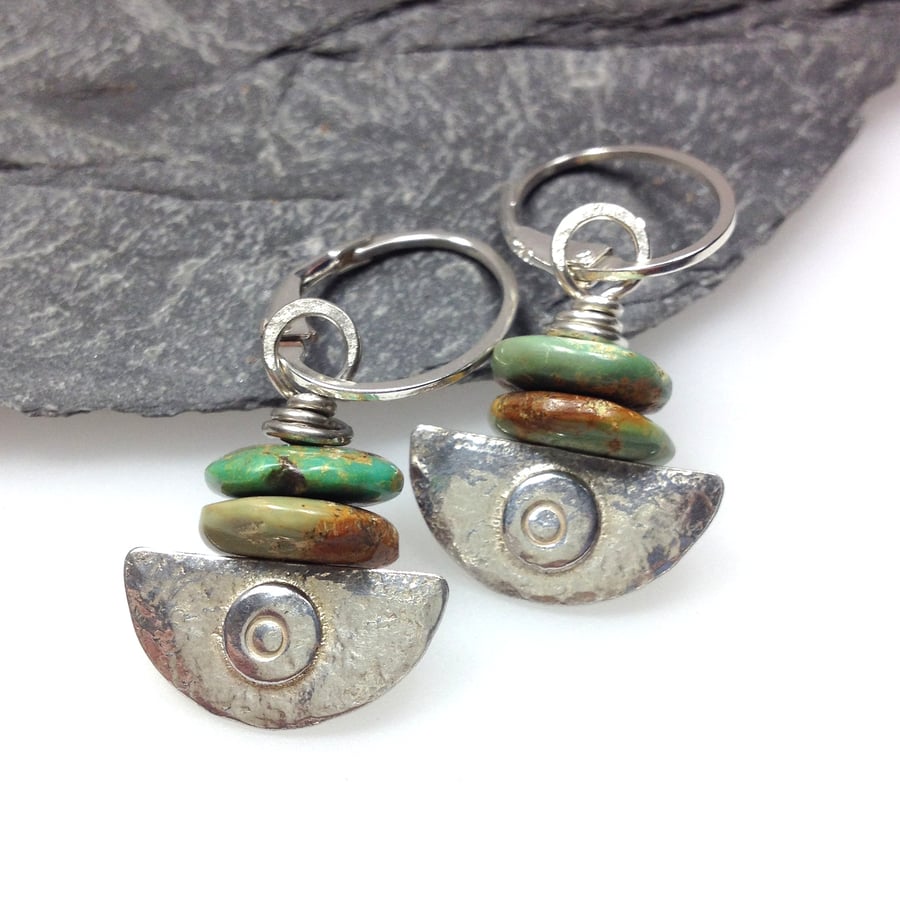 Ulu  , handmade silver and turquoise earrings