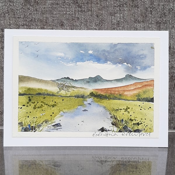 Moorland Stream. Blank Card. Original Watercolour Painting 260138