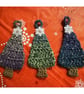 Set of Three Green, Blue and Purple Crochet Mini Christmas Trees