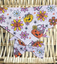 Dog Bandana & Bow Set. Smiley brightly coloured pumpkins flowers spiders & stars