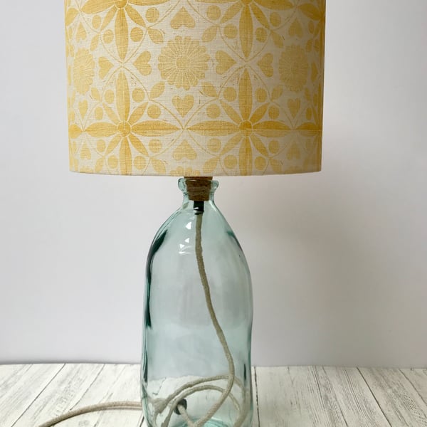 Hand Printed Linen Lampshade in Ochre Yellow