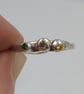 Sterling Silver Molten Ring, Pink Green Yellow CZ Gemstones - Size K - Image 7