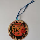 Handmade 10cm x 10cm Halloween Pumpkin Hanging Plaque