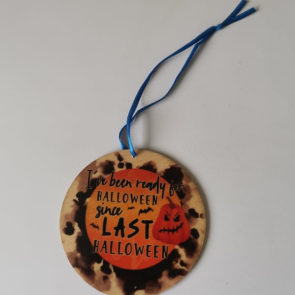 Handmade 10cm x 10cm Halloween Pumpkin Hanging Plaque